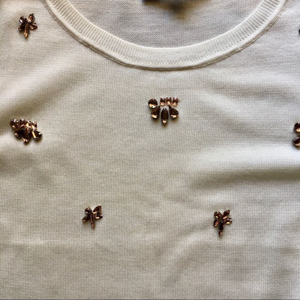 Loft Jeweled Cream sweater size small